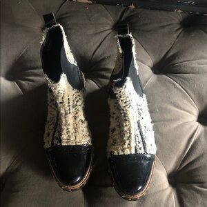 Free People Black and Cream Ankle Boots